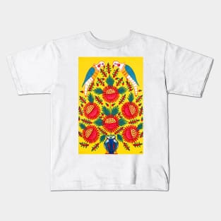 Maria Prymachenko Flowers in a Pot and Parrots Art Print Ukrainian Folk Art Kids T-Shirt